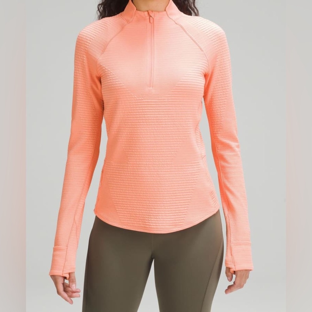 Lululemon Ventscape Long-Sleeve Half Zip Sunny Coral Womens Size 8